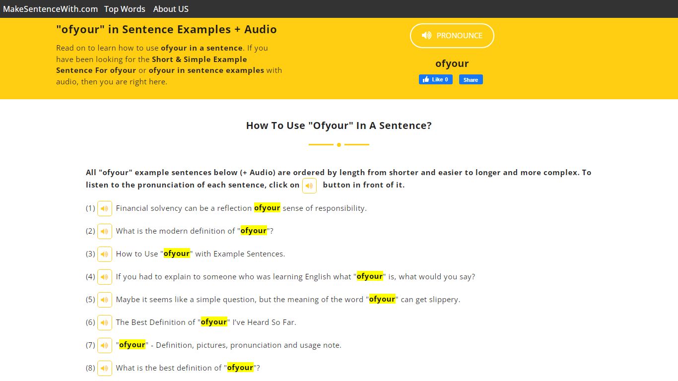Use "ofyour" in a sentence + Audio | The best 39 "ofyour" sentence examples